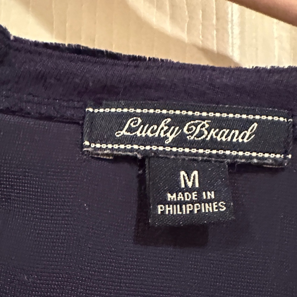 Lucky Brand Velvet Short Sleeve Top in Navy - Picture 2 of 3